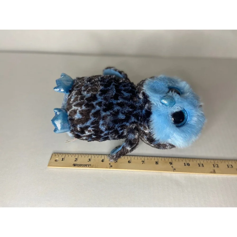 Ty Beanie Boos Yago Blue Owl Plush‎ Spotted Black Blue Glitter Eyes 6 inch 2018